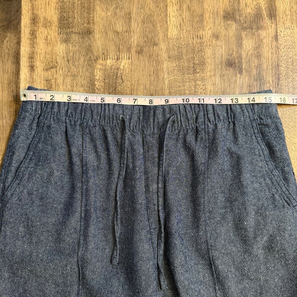 Gap Linen Blend Pull-On Pants Cropped High Rise Vacation Blue Women's Medium - Picture 4 of 10